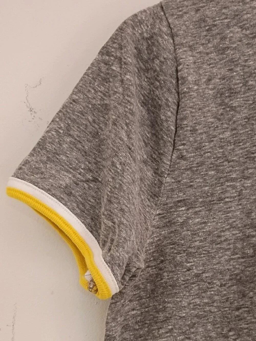 J. Crew Gray Heather Short-Sleeve Tee with Yellow & White Trim